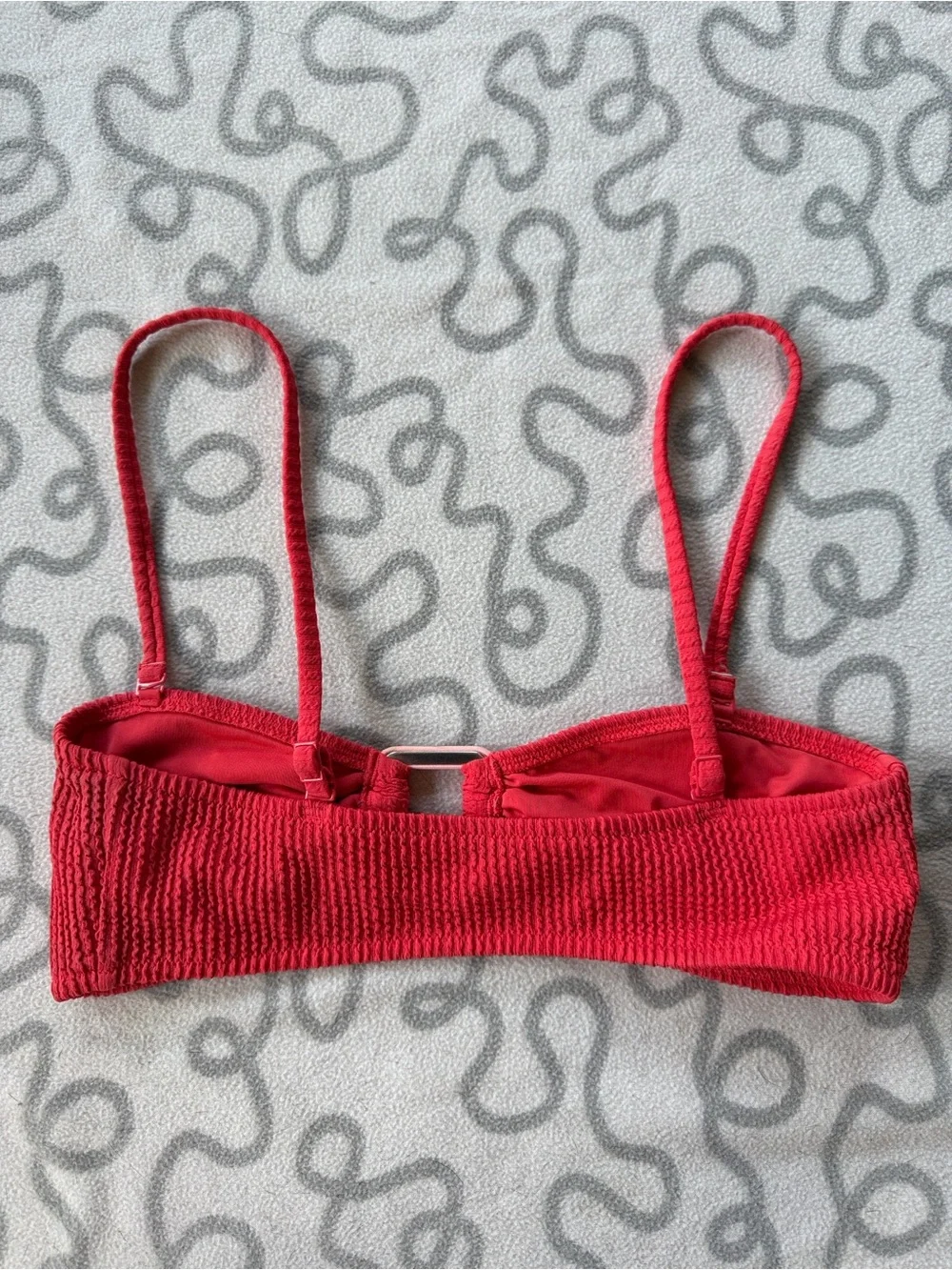 Aerie Crinkle Ring Bandeau Bikini Top in Resort Red